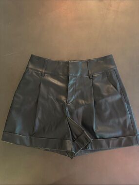 Women's Black Faux Leather Shorts